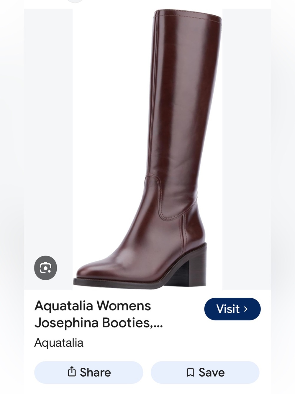 Aquatalia Josephina chocolate knee-high boots 8.5 3” block heel